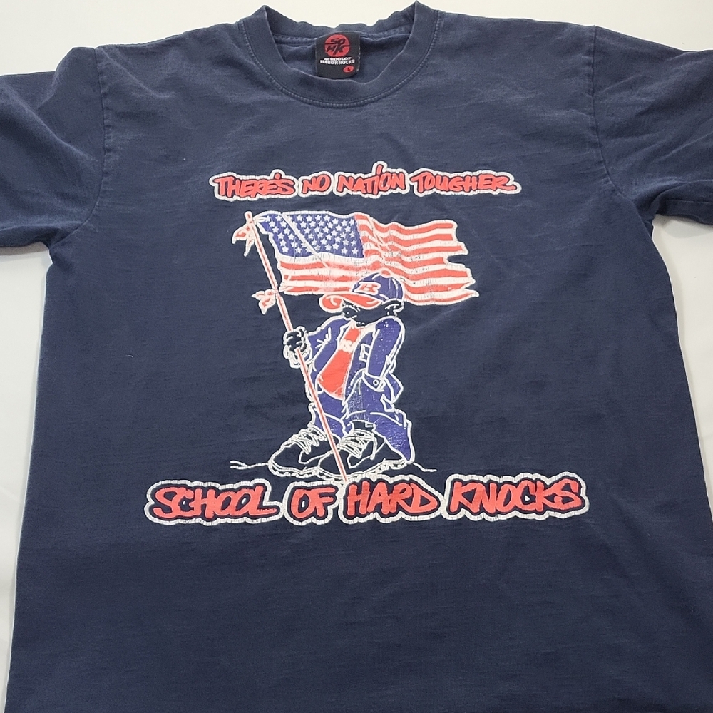 School of Hard Knocks SOHK Shirt Mens L Grey USA Flag Vintage 90s Y2K VTG